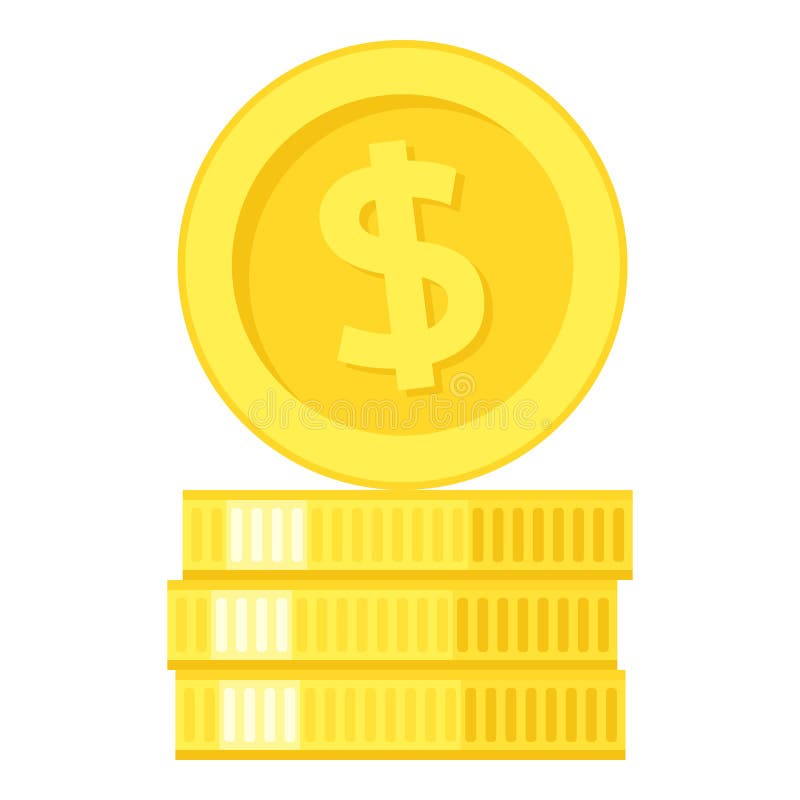 Stack of Golden Coins Flat Icon on White royalty free illustration