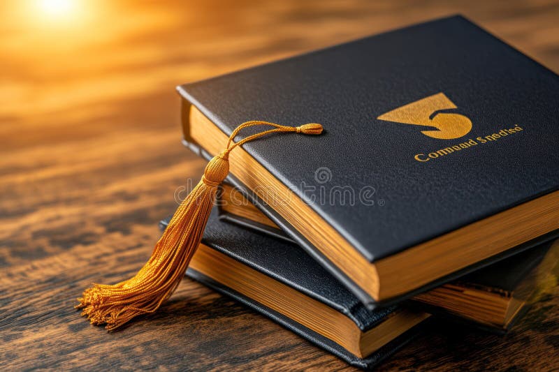 Stack of Graduation Books Illustration for Academic Achievements and Knowledge stock illustration