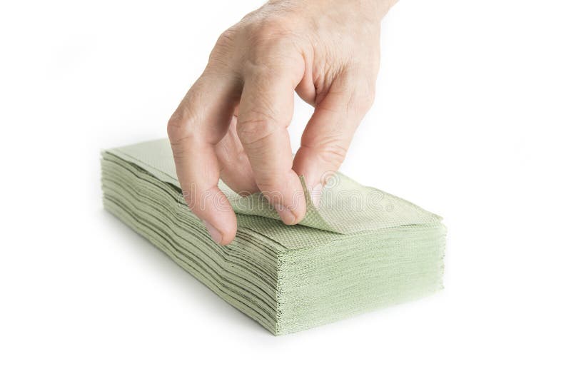 Stack of Green Paper Towel on the White. Stock Image Image of blank