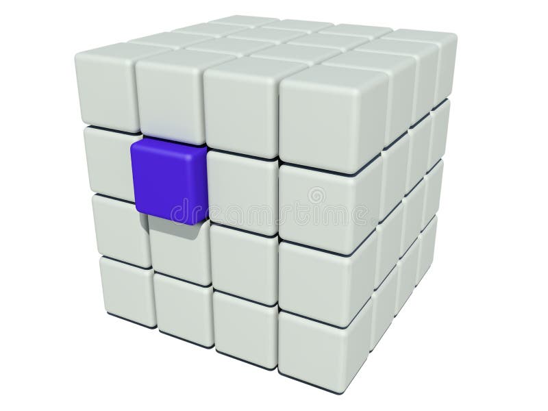 Stack of grey cubes and a unique blue royalty free illustration