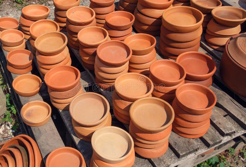 Terracotta Clay Pots for Garden Plants and Flowers for Sale on Display