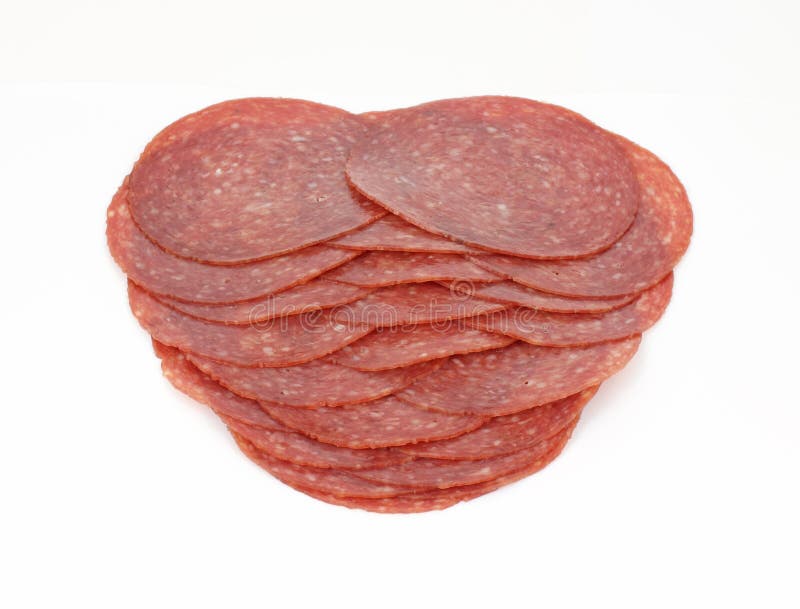 Stack Hard Salami Slices stock photo. Image of versatile 15265688