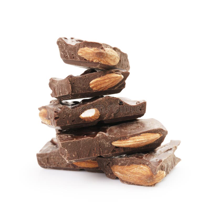 Stack of Homemade Chocolate with Almonds Stock Photo Image of snack