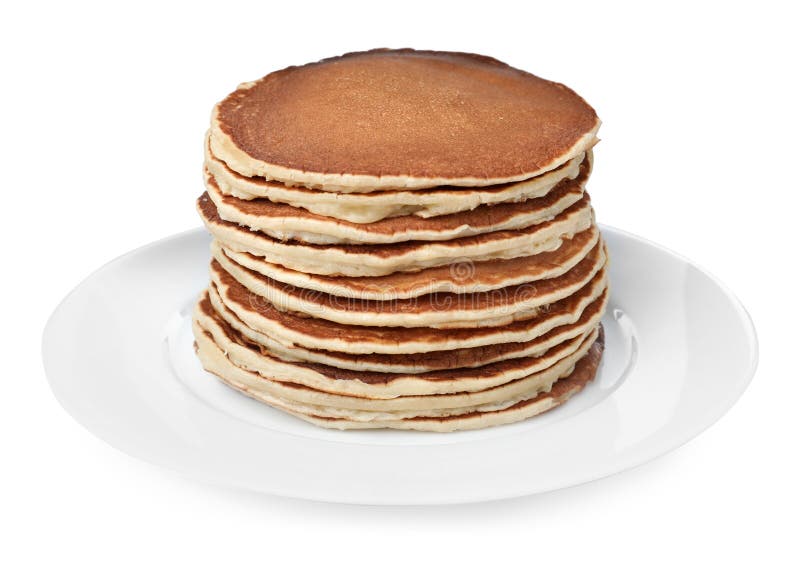 Stack of Hot Tasty Pancakes on White Background Stock Photo - Image of ...