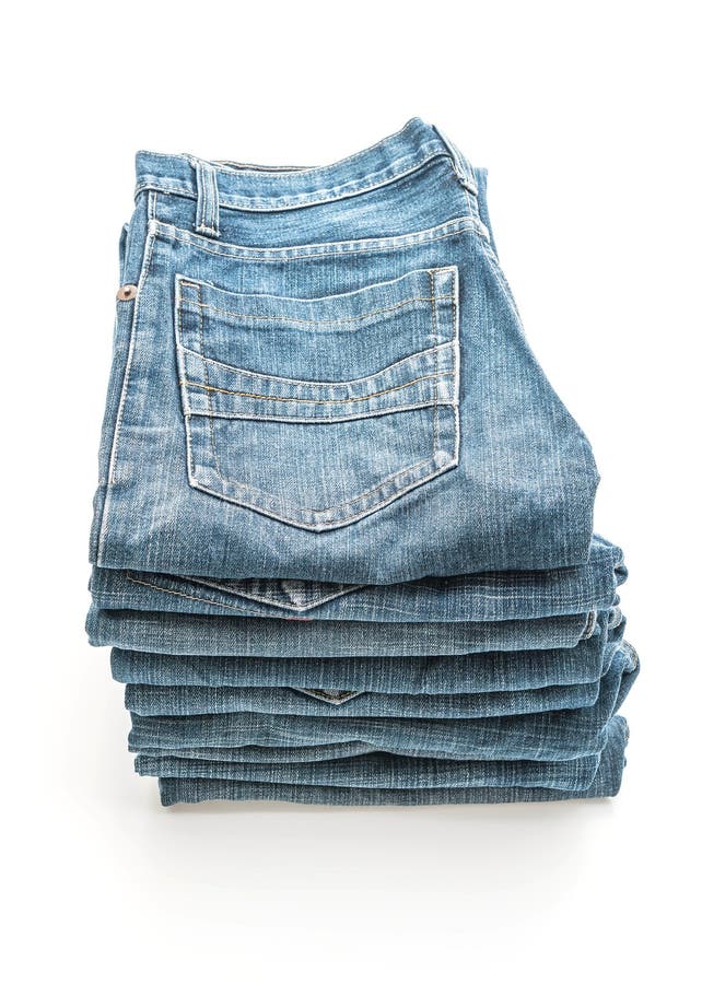 Stack Of Jeans Folded On White Background Stock Photo Image of detail, clothes 107485544