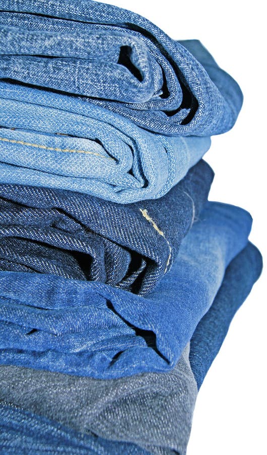 Stack of jeans stock image. Image of apparel, jeans, material - 31351101