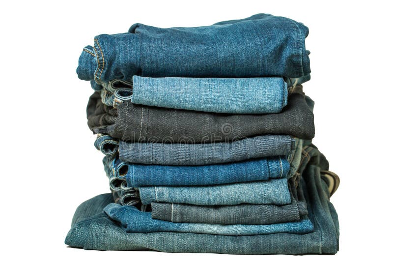 Stack of Jeans Isolated on White Stock Photo - Image of corner, cloth ...