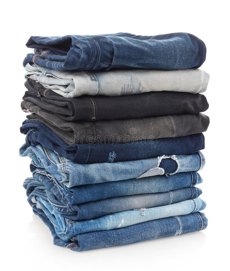 Jeans stack on white stock image. Image of acid, color - 136502853