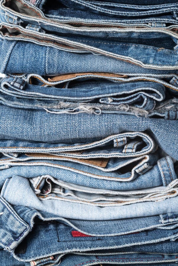 Stack Of Blue Jeans Isolate Stock Image - Image of casual, style: 34705571