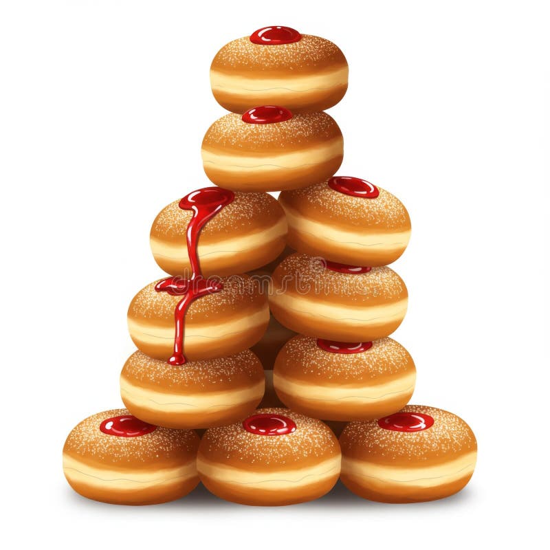 Stack of Jelly Donuts with Red Glaze and Sugar vector illustratie