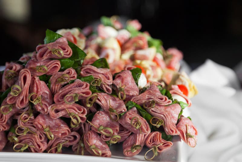Stacked Salami Kabobs stock image. Image of enjoy, salami 122369075