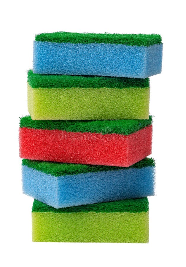 Stack of Kitchen Sponges Isolated on White Background Stock Photo Image of background, scrub