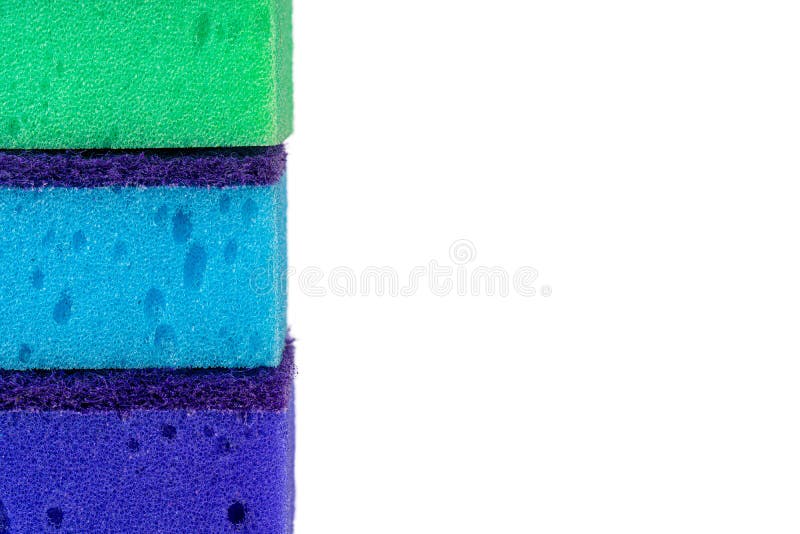 Stack of Kitchen Sponges Isolated on White Background Stock Photo