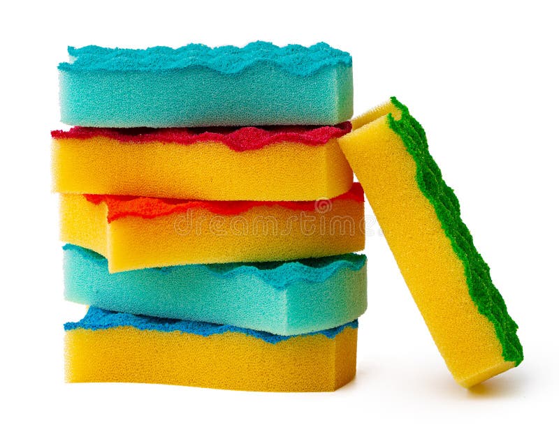 Stack of Kitchen Sponges Isolated on White Background Stock Photo Image of bathroom, isolated