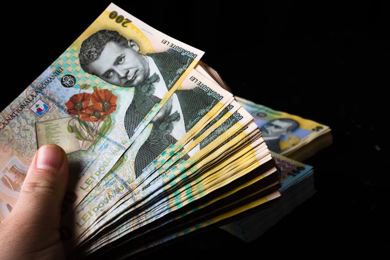 Stack Of LEI Romanian Money RON Leu Money European Currency Stock stack-of-lei-romanian-money-ron-leu-money-european-currency-stock