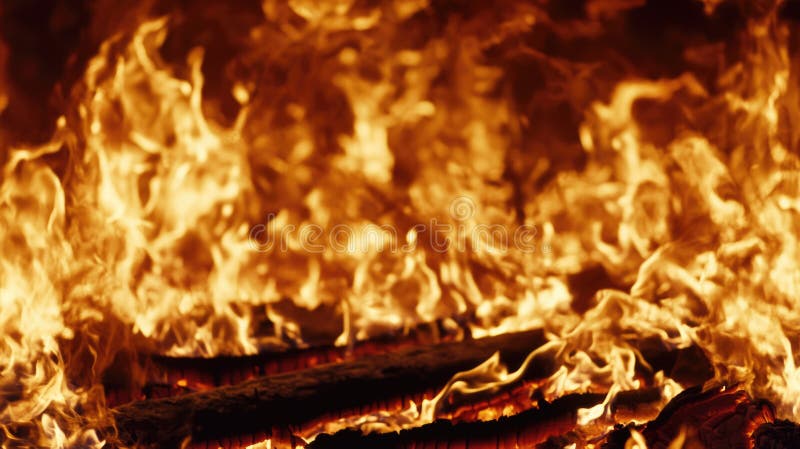 A stack of logs burning on top of a fire stock photos