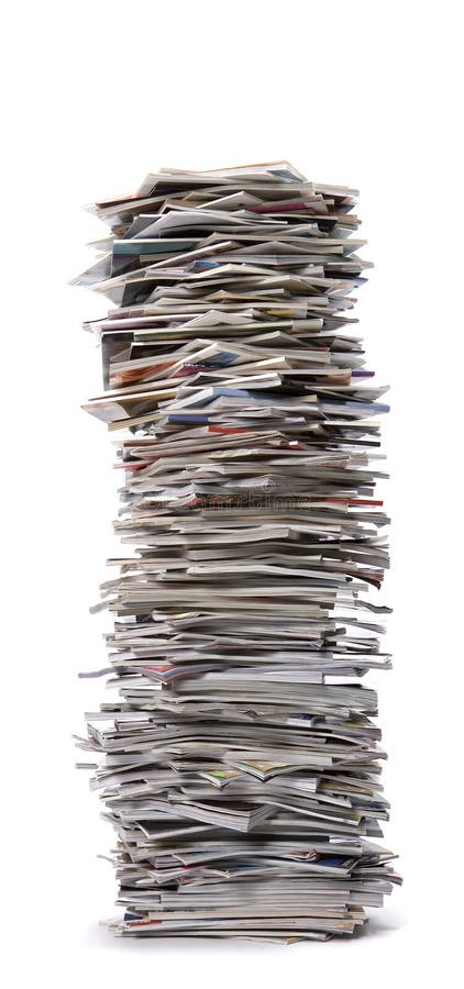 Stack of Magazines isolated on white background. Published media stock images, royalty-free photos and pictures