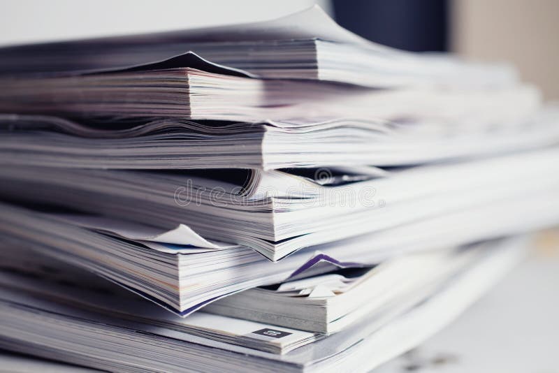 Stack of magazines close up