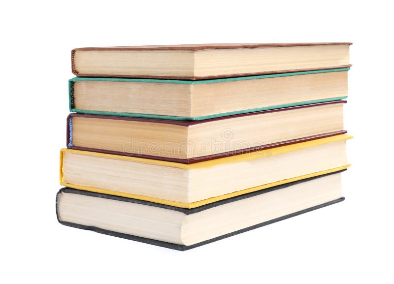 Stack of Many Old Hardcover Books Isolated on White Stock Photo Image
