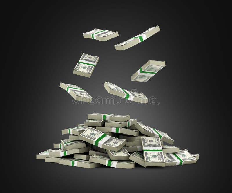 Stack of Money American Dollar Bills Falling into a Pile on Black Background  3d Render Stock Illustration - Illustration of concepts, financial:  141536702