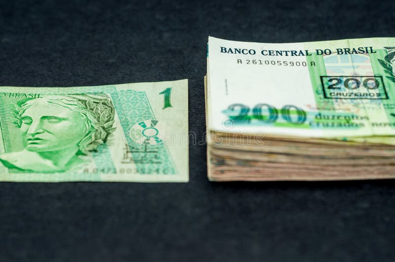 Stack of Money, Concept of Inflation, Currency Conversion. Brazilian