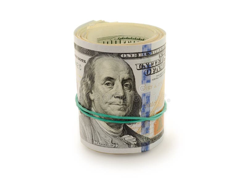 Stack Of Money Dollars Bounded By Rubber Band. Stock Image Image of