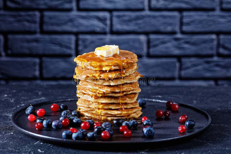 Stack of oatmeal pancakes on a plate