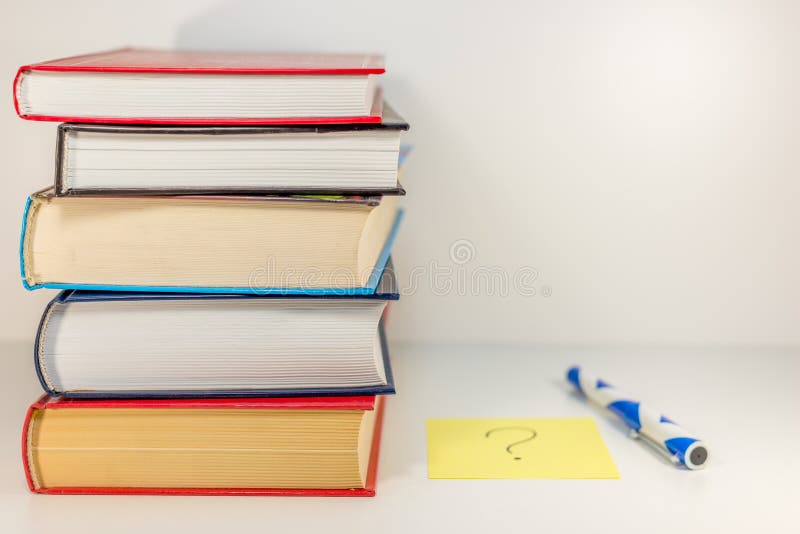 Stack of old books - question - stock photography