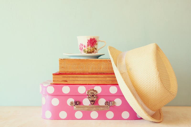 Cup of Tea, Vintage Books and Summer Flowers on the Table. Stock Image ...