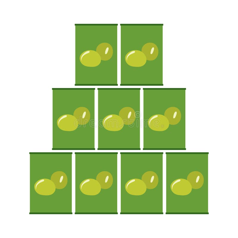 Stack Of Olive Cans Icon. Flat Color Design. Vector Illustration