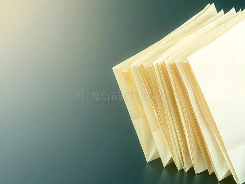 A stack of organized, blank file folders on a smooth surface, suggesting office use royalty free illustration