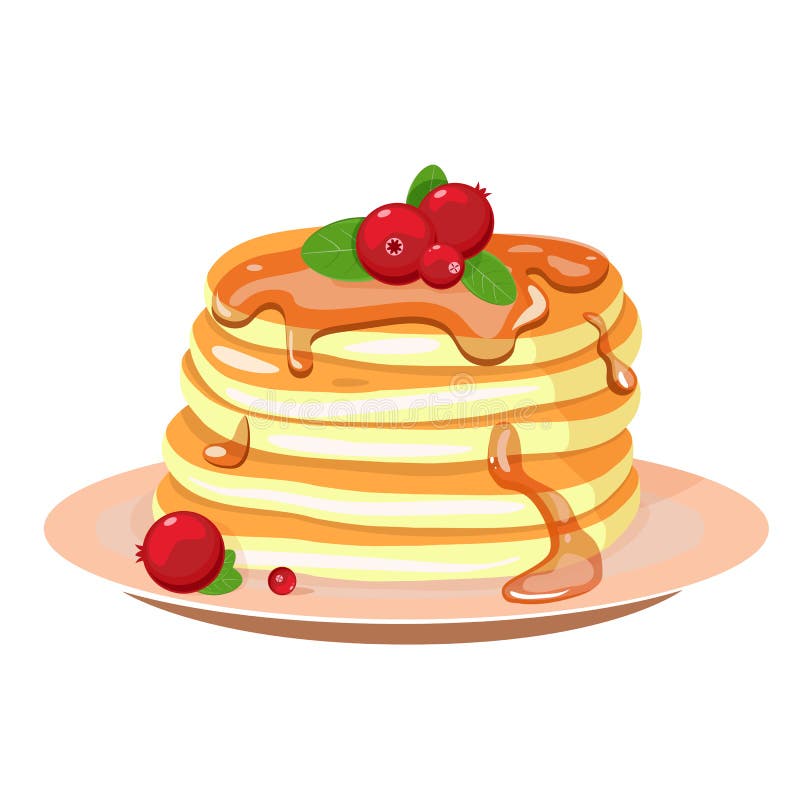 Thick Pancakes With Honey On Plate. Stack Of Pancakes Stock Vector Illustration of maslenitsa