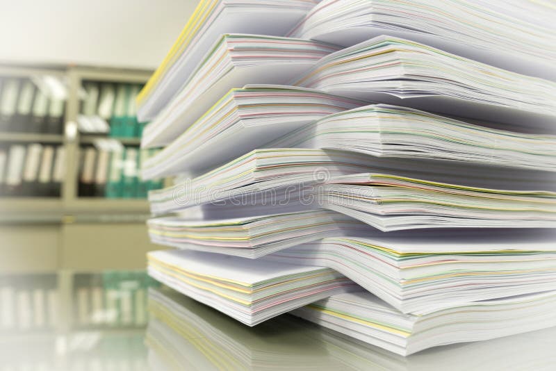 Pile Of Paper Documents In The Office Stock Photo - Download Image