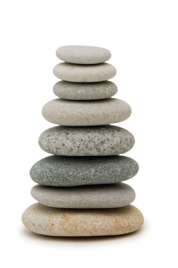 Stack of pebbles isolated stock photo
