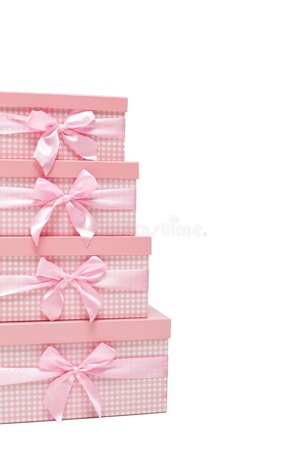 Stack of Pink Gift Boxes with Ribbons Stock Photo Image of coral
