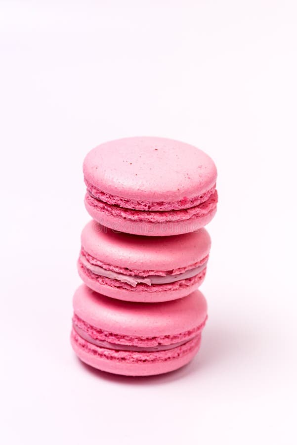 Stack of Pink Macarons on White Background French Dessert Strawberry ...