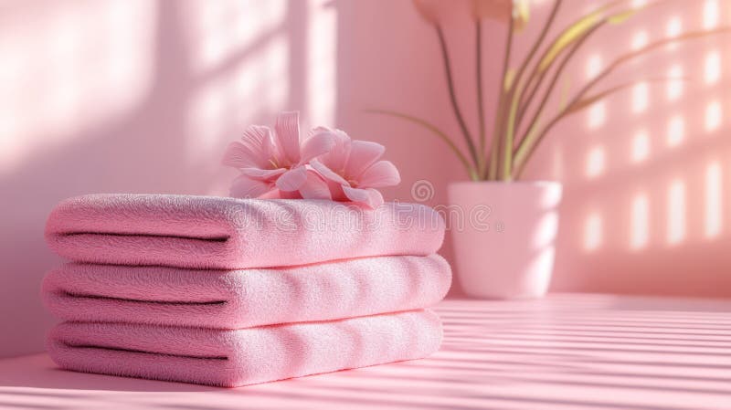 Stack of Pink Towels - Minimalist Design Stock Illustration ...