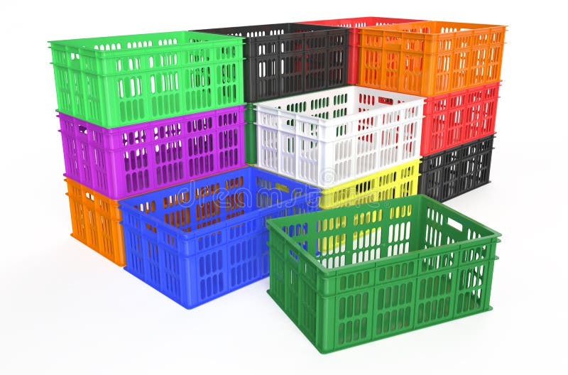 Stack plastic crates vector illustration