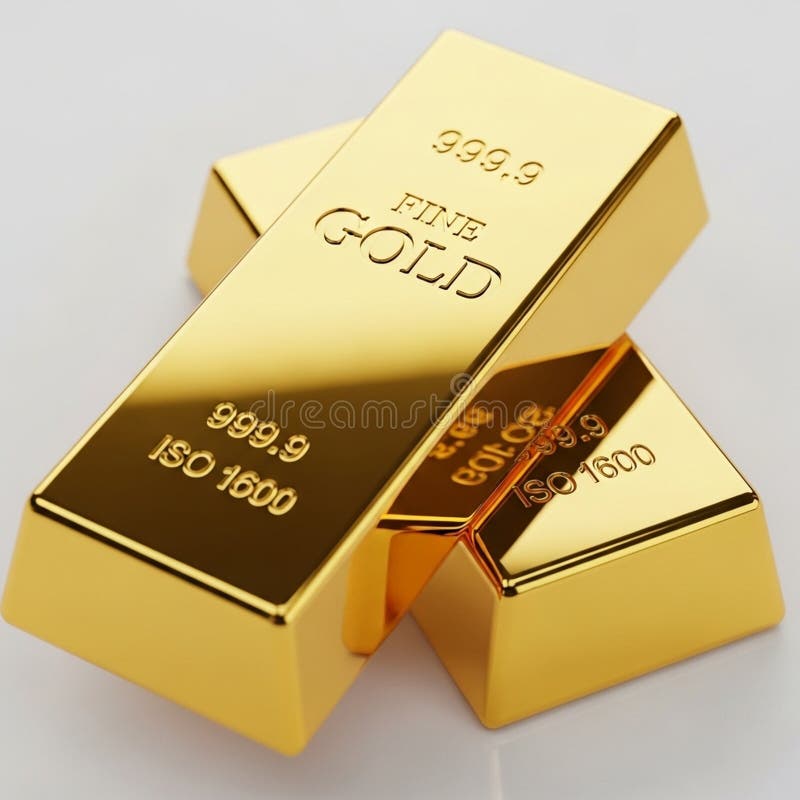 Stack of Polished Gold Bars with 999.9 Fine Gold Inscriptions bullion