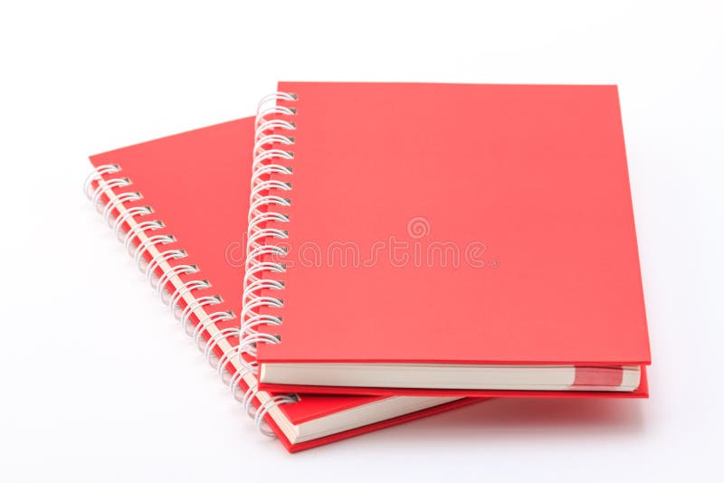 Stack of red color notebooks.