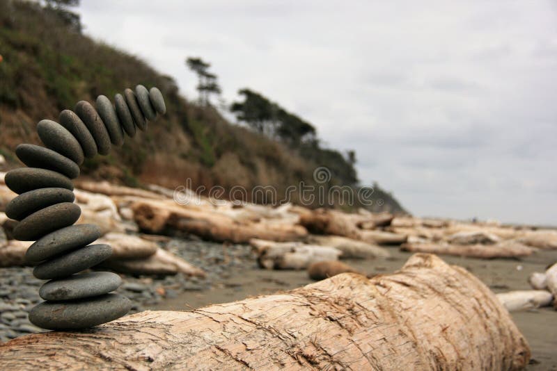 Falling rock stack on beach