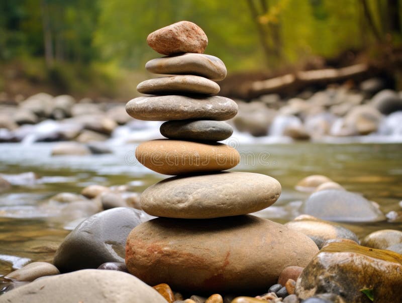 A Stack of Rocks in a River Stock Illustration Illustration of