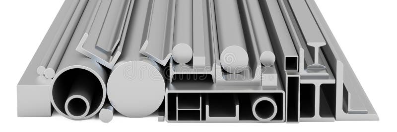 Stack of Rolled Metal Products, 3D rendering stock illustration