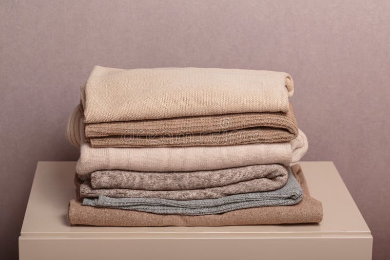 Stack of Second Hand Clothes with Used Wardrobe for Reuse Stock Image