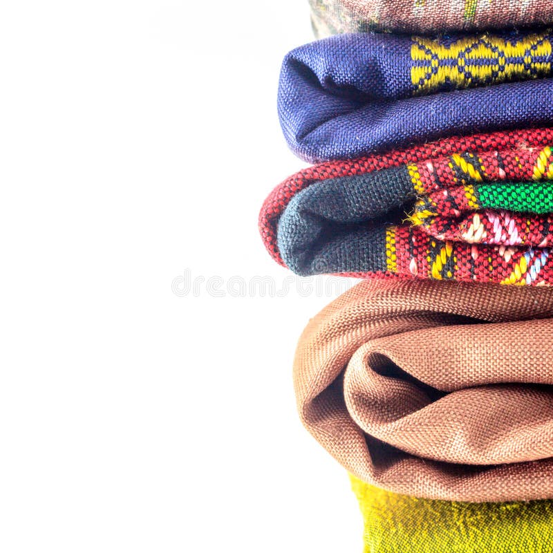 Stack of silk on white background. Stack of silk on white background