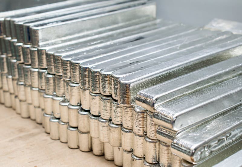 A Stack of Silver Metal Bars. Tin Stock Photo Image of construction