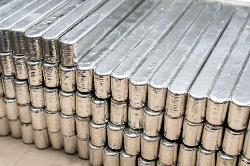A Stack of Silver Metal Bars. Tin Stock Image Image of technology