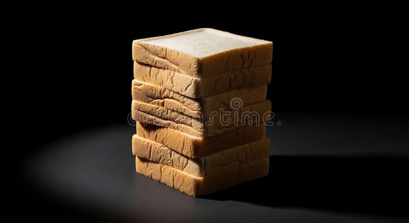 Stack of Sliced White Bread on Dark Background royalty free illustration
