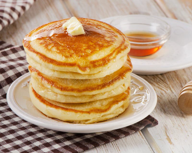 Stack of Small Pancakes with a Maple Syrup Stock Image Image of