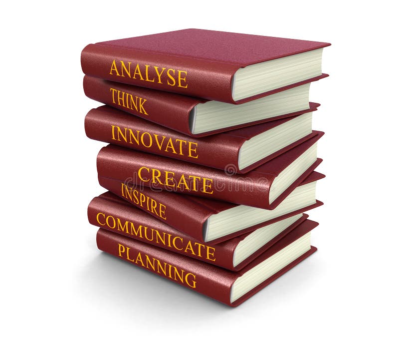 Stack of success related books (clipping path included) stock illustration